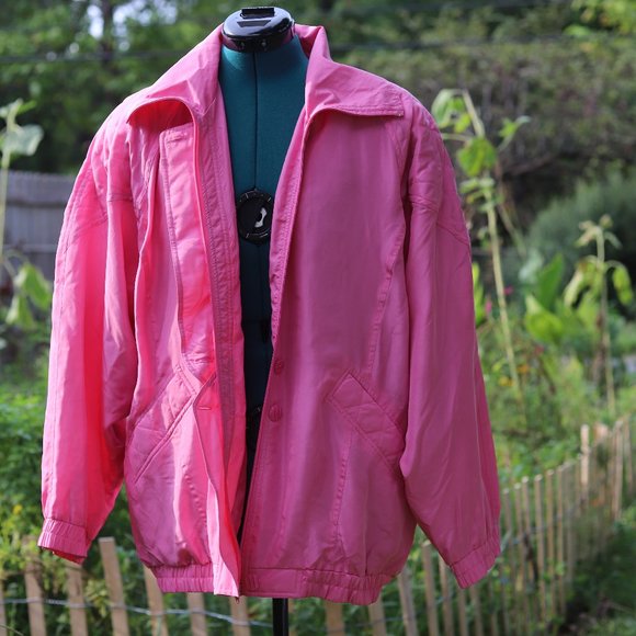 Vintage Bernardo | pink silk bomber jacket - Picture 1 of 9
